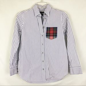 J. Crew F9659 Stripe Boy Button Down Sz 00 Petite